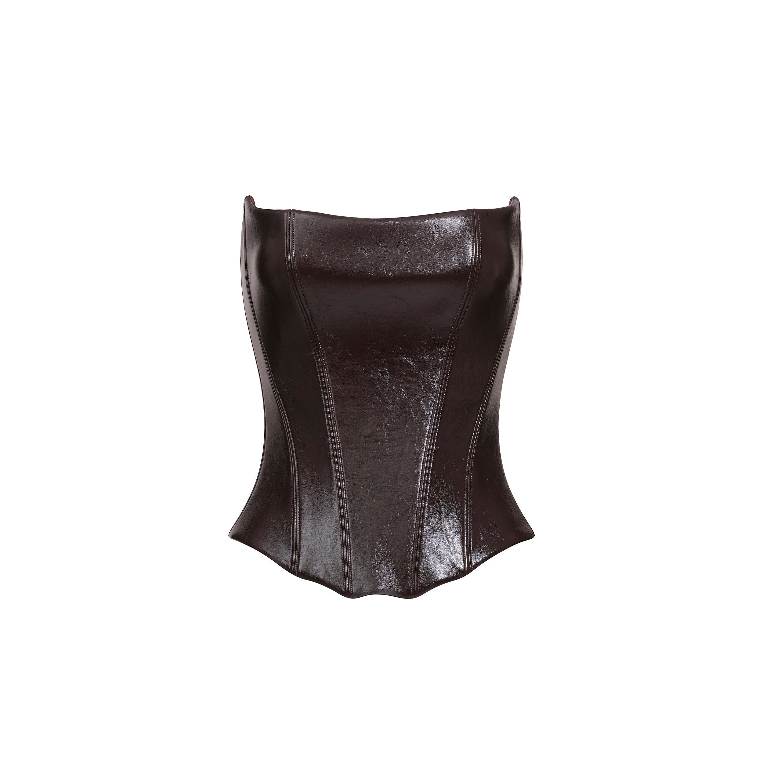 BUM_STUDIO_Brown_Armored_Boned_Shaping_Corset_Zipper_Women's_Oiled_Pu_Matching_Skirt_Sets_966256788362_MISSTT