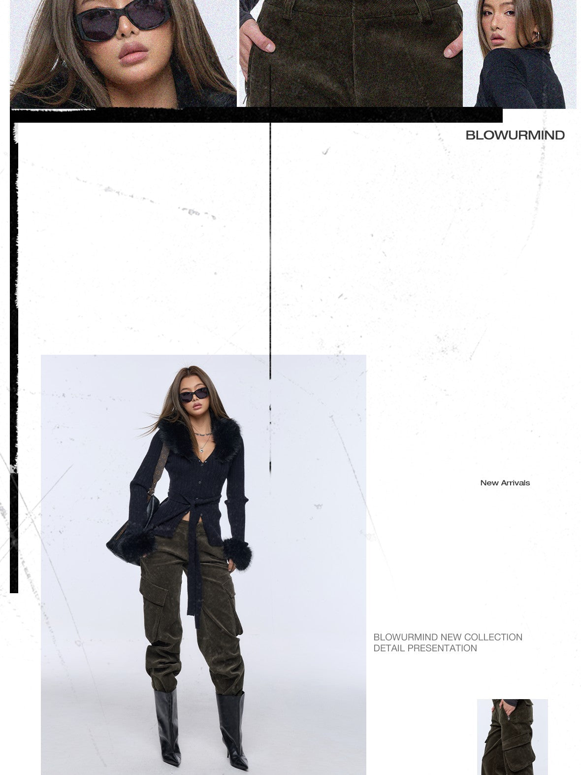 BUM STUDIO Brown Green Corduroy Embroidered 3d Pocket Straight Women's Cotton Cargo Pants