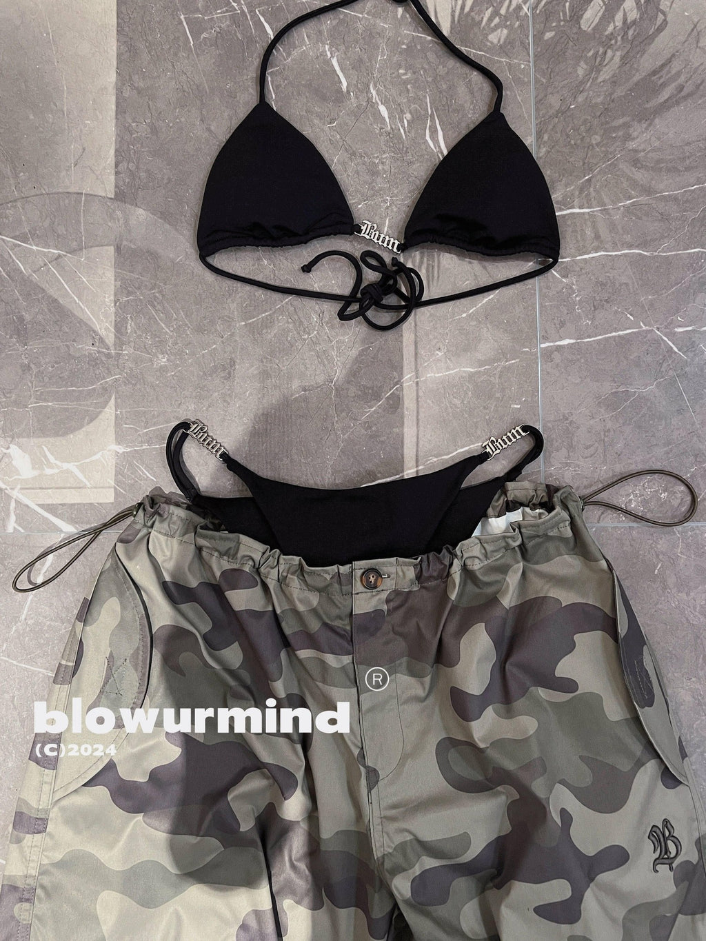 BUM STUDIO Camouflage White Square Scarf Custom Women's Polyester Triangle Bikinis