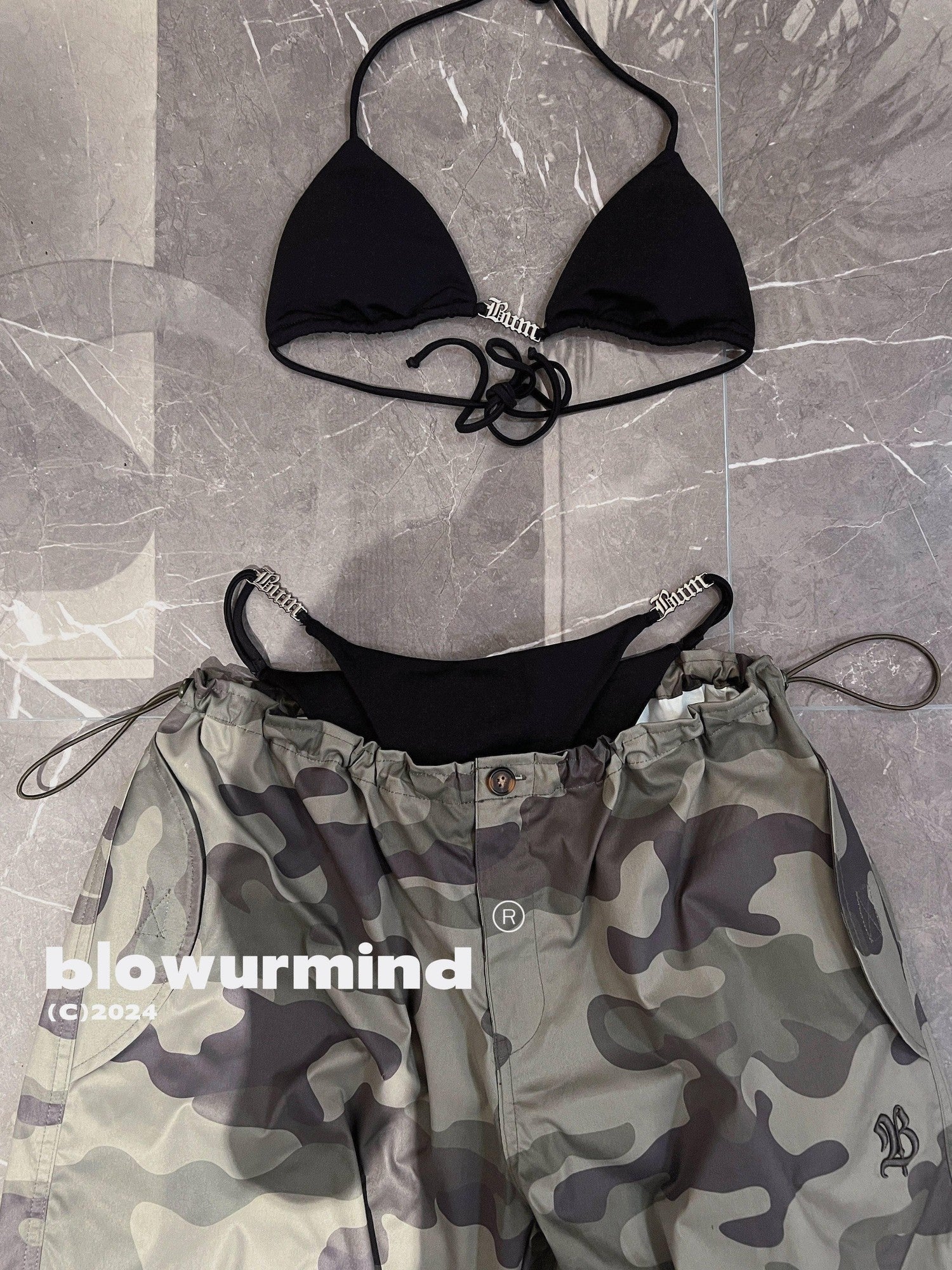 BUM STUDIO Camouflage White Square Scarf Custom Women's Polyester Triangle Bikinis