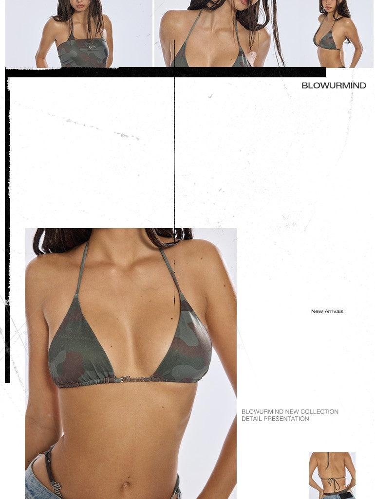 BUM STUDIO Camouflage White Square Scarf Custom Women's Polyester Triangle Bikinis