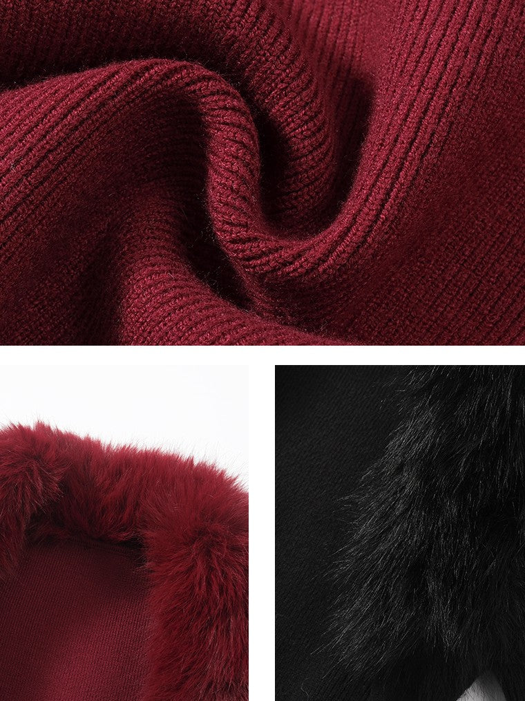 BUM STUDIO Close Knit Faux Fur Vest High Waist Women's Polyester Bodycon Mini Dresses