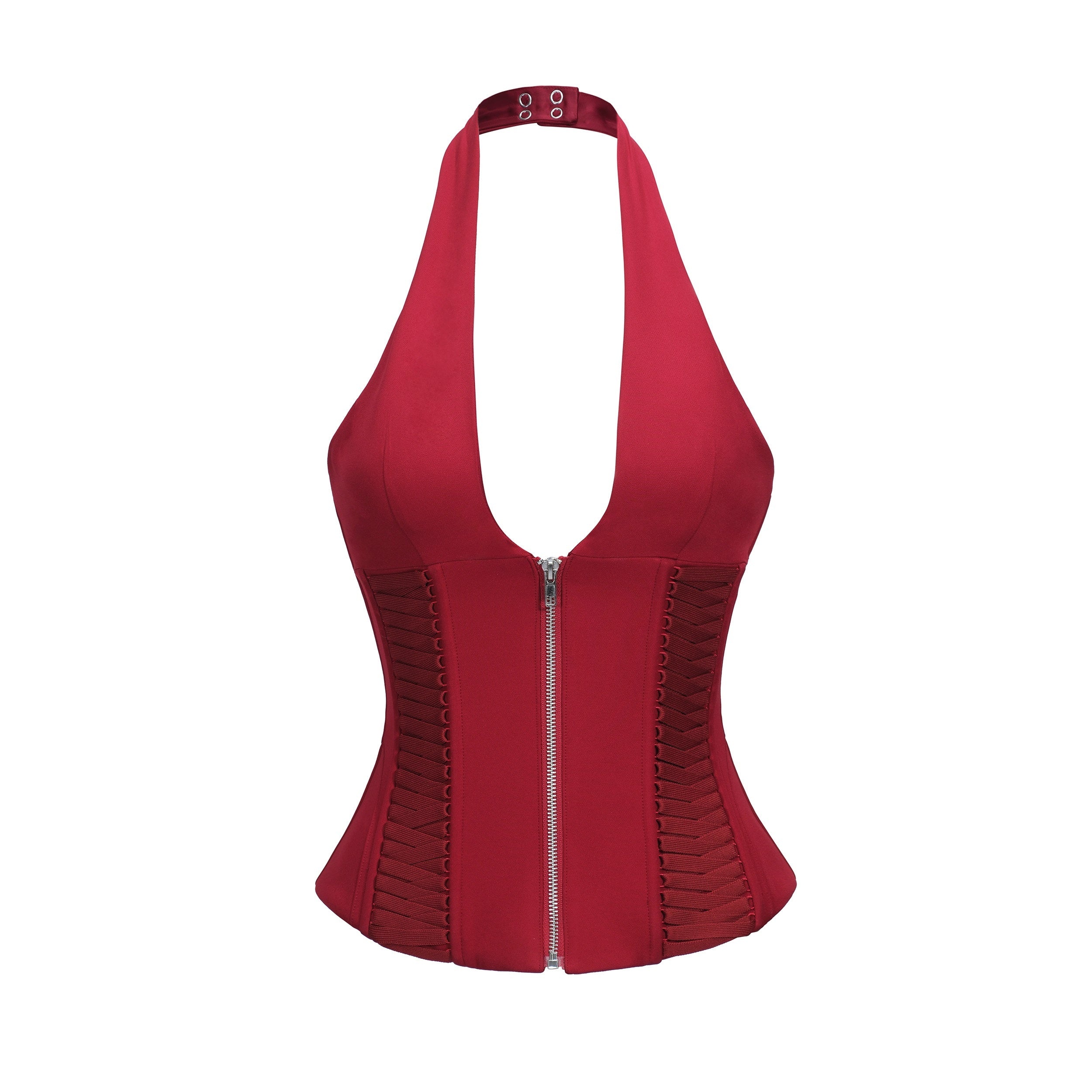 BUM_STUDIO_Contoured_Multi_Layer_Molded_Boned_Zipper_Women's_Polyester_Halter_Tops_902718797132_MISSTT