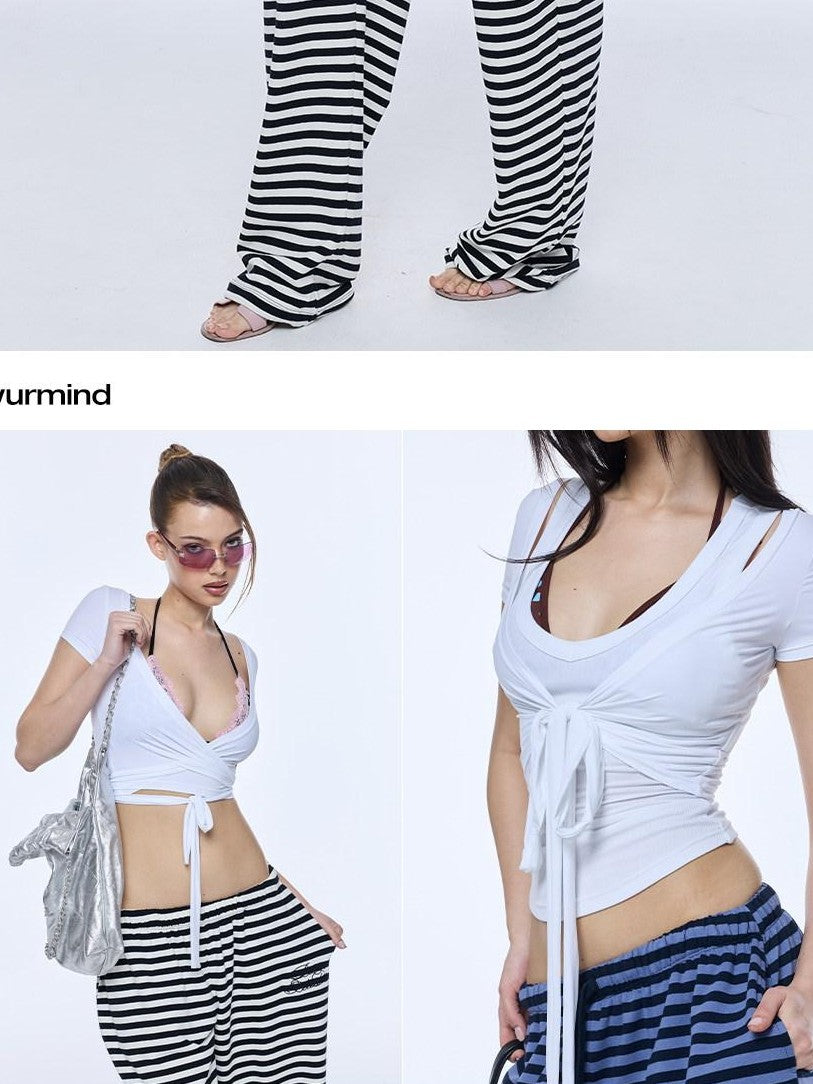 BUM STUDIO Cooling Uv Tie Front Cinched Waist Women's Nylon Stretch Crop Tops