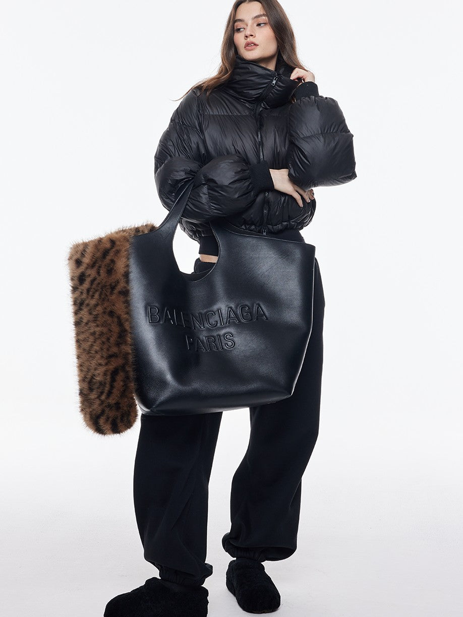 BUM STUDIO Cropped High Collar Straight Women's Polyester Puffer Jackets