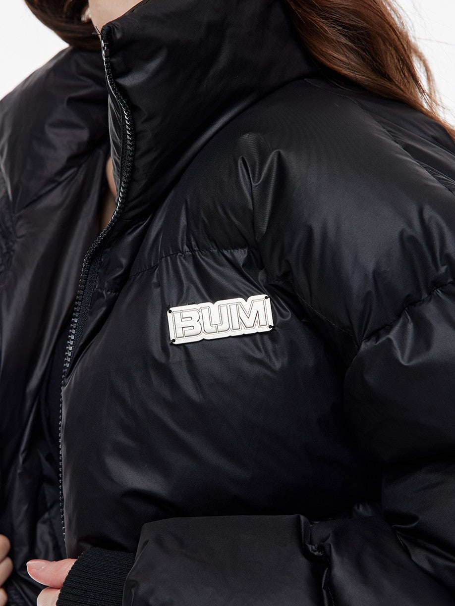 BUM STUDIO Cropped High Collar Straight Women's Polyester Puffer Jackets