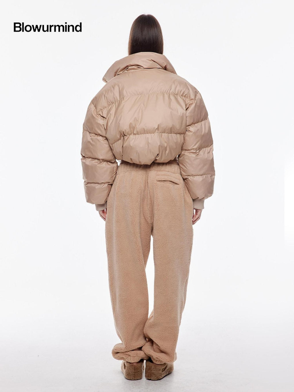 BUM STUDIO Cropped High Collar Straight Women's Polyester Puffer Jackets