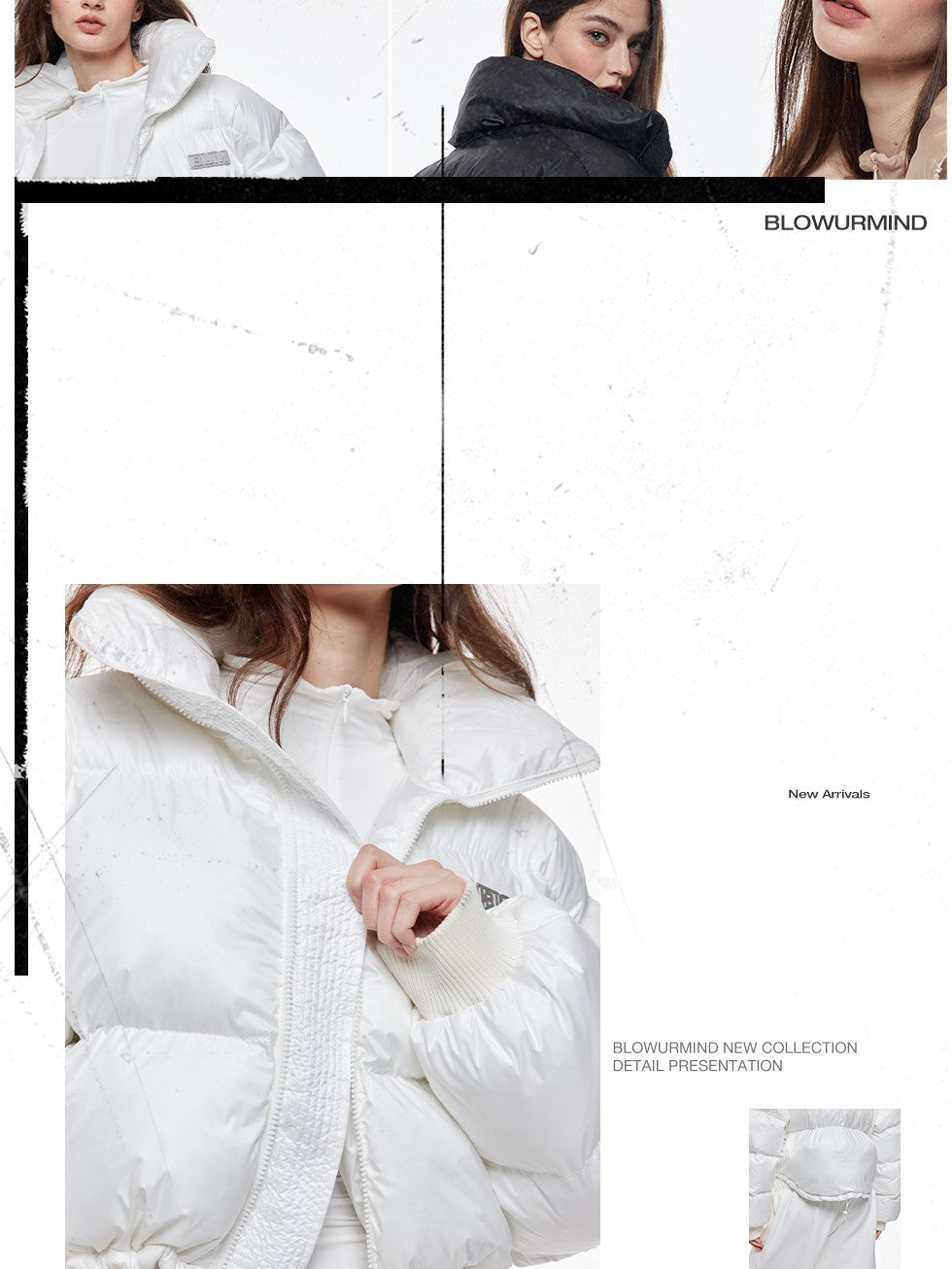 BUM STUDIO Cropped High Collar Straight Women's Polyester Puffer Jackets