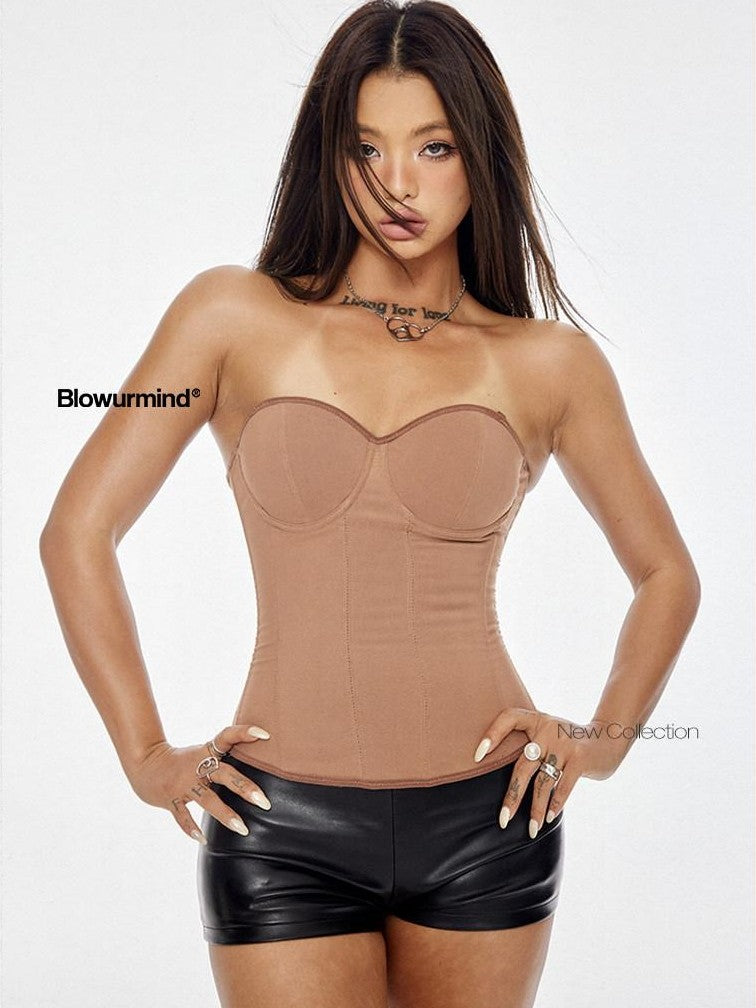 BUM STUDIO Curve Contour Fishbone Boned Slim Fit Shaping Corset Women's Tube Tops