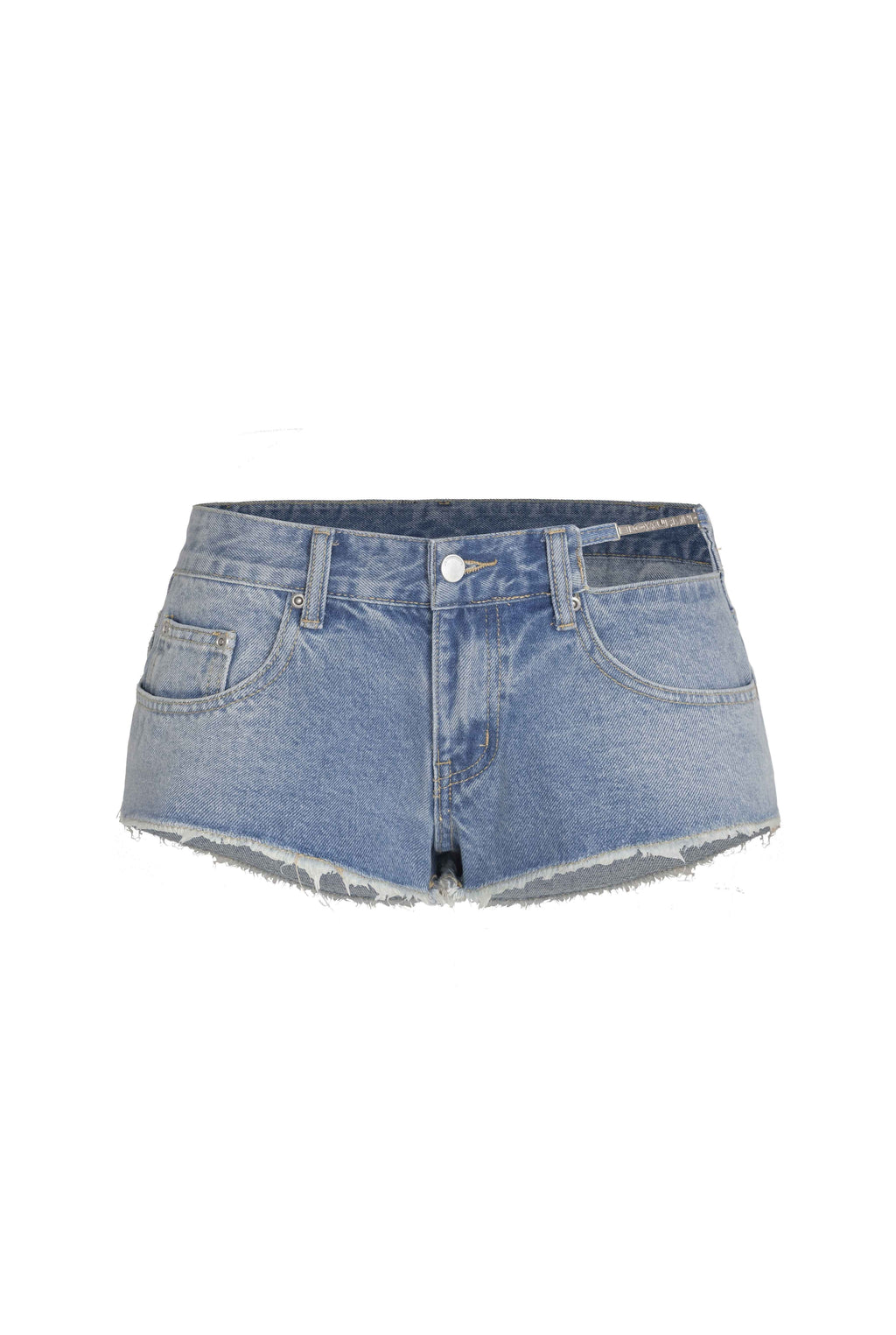 BUM_STUDIO_Cutout_Metal_Logo_Low_Rise_Ultra_Short_Women's_Stretch_Denim_Shorts_915704824548_MISSTT