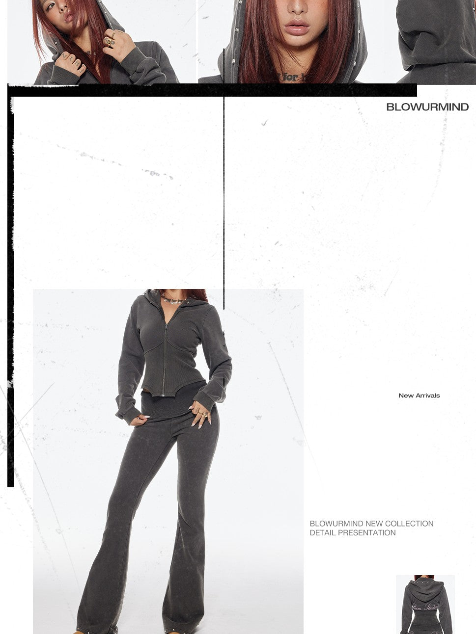BUM STUDIO Distressed Embroidered Studded Waist Cinch Women's Cotton Tracksuit Sets