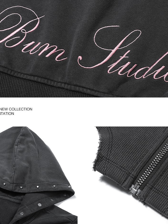 BUM STUDIO Distressed Embroidered Studded Waist Cinch Women's Cotton Tracksuit Sets