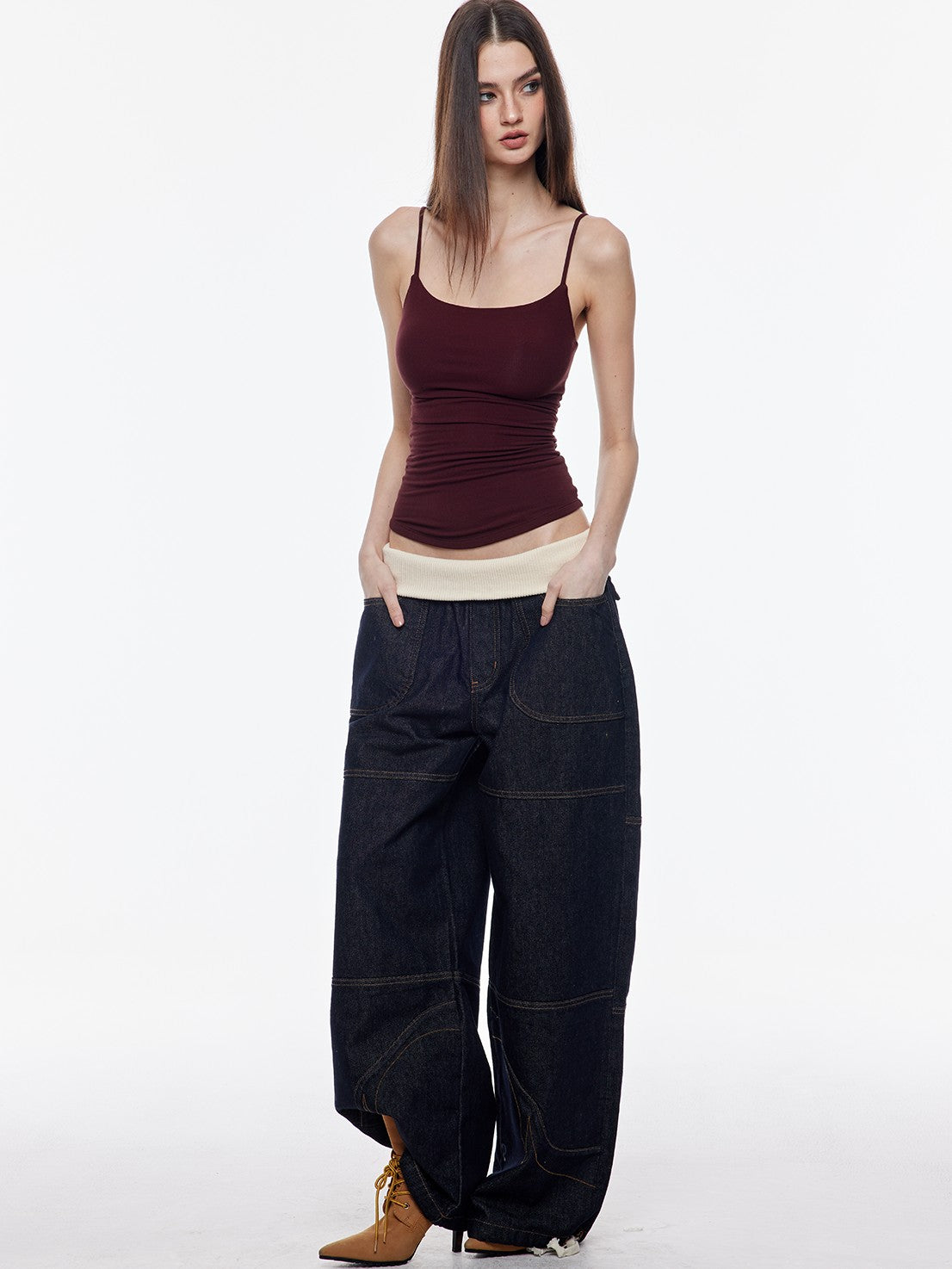 BUM STUDIO Double Layer Shaping Adjustable Straps High Stretch Women's Viscose Camisoles