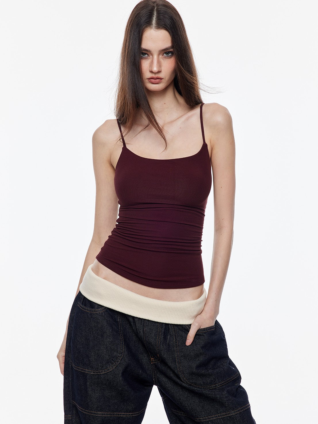 BUM STUDIO Double Layer Shaping Adjustable Straps High Stretch Women's Viscose Camisoles