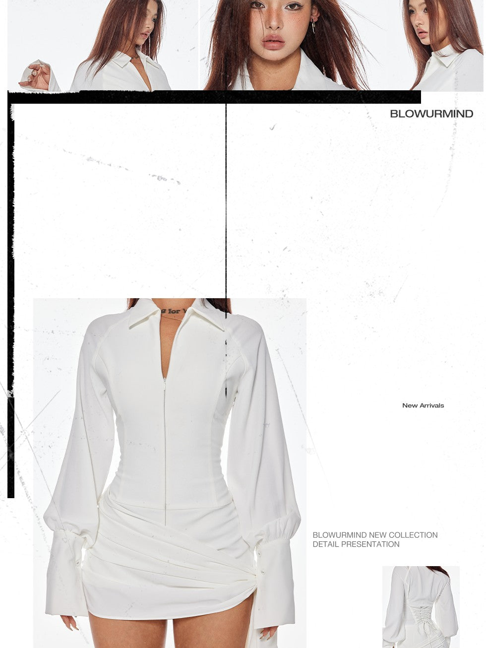 BUM STUDIO Draped Splice V-neck Tie Waist Women's Polyester Long Sleeve Bodysuits