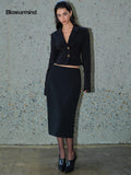BUM STUDIO Elegant Cocoon Structured Back Slit Women's Polyester Blend Pencil Skirts