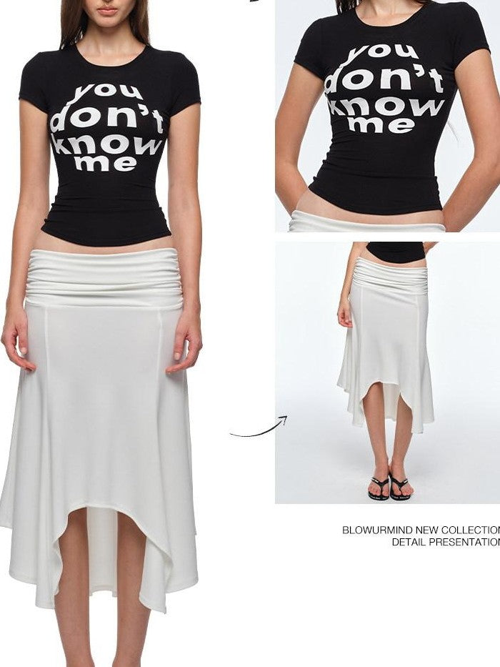 BUM STUDIO Figure Enhancing Logo Shoulder Waist Cinch Stretch Women's Lyocell Crop Tops