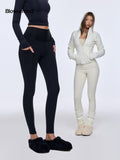 BUM STUDIO Fleece Lined Seamless High Waist Tummy Control Women's Nylon Spandex Yoga Pants