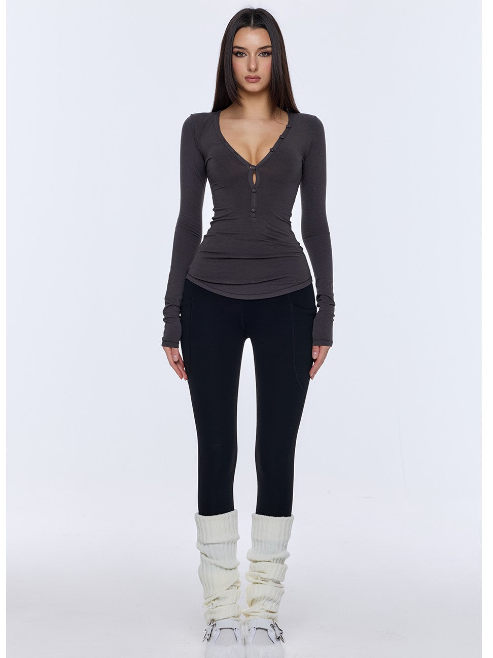 BUM STUDIO Fleece Lined Seamless High Waist Tummy Control Women's Nylon Spandex Yoga Pants