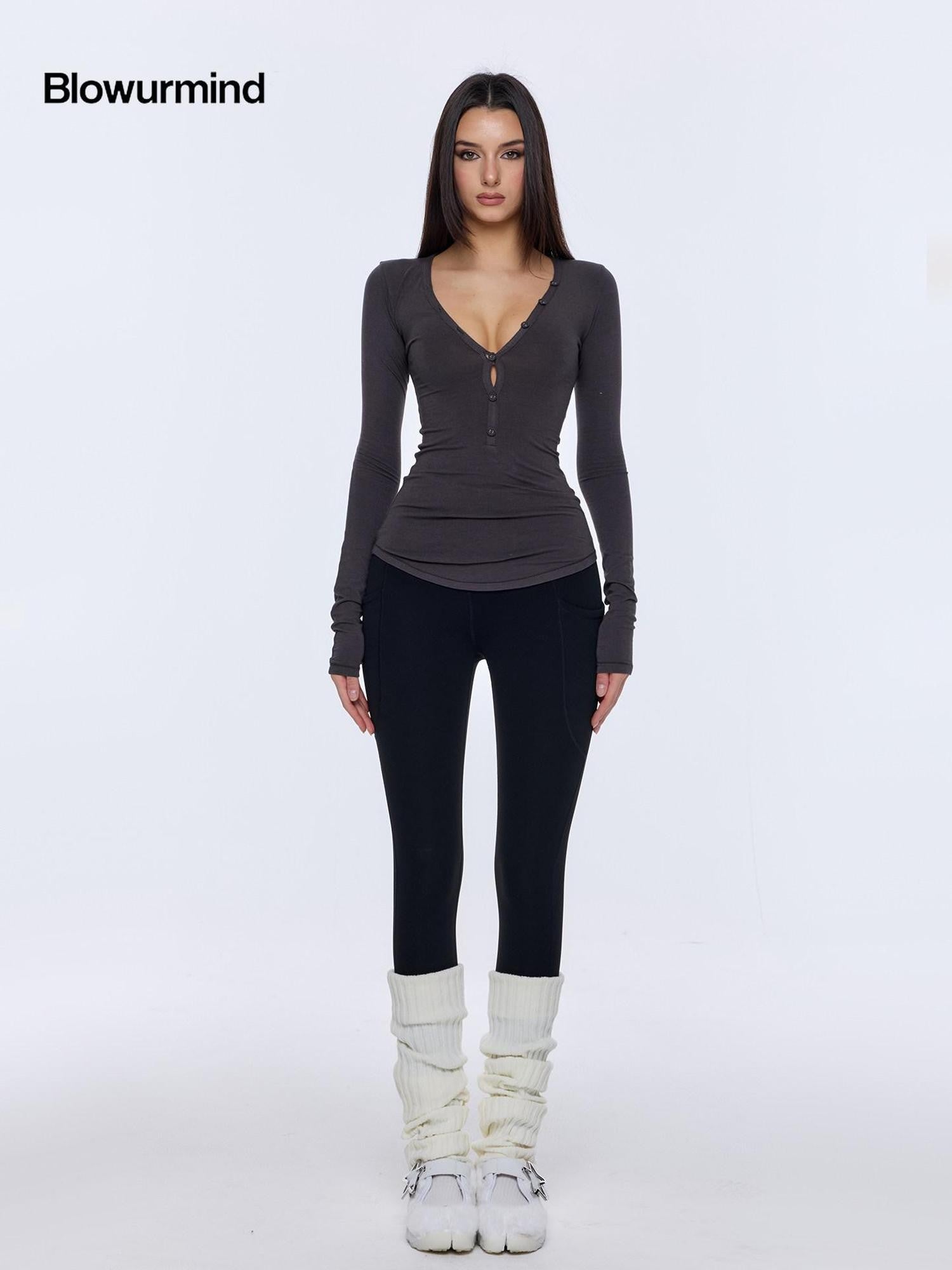 BUM STUDIO Fleece Lined Seamless High Waist Tummy Control Women's Nylon Spandex Yoga Pants
