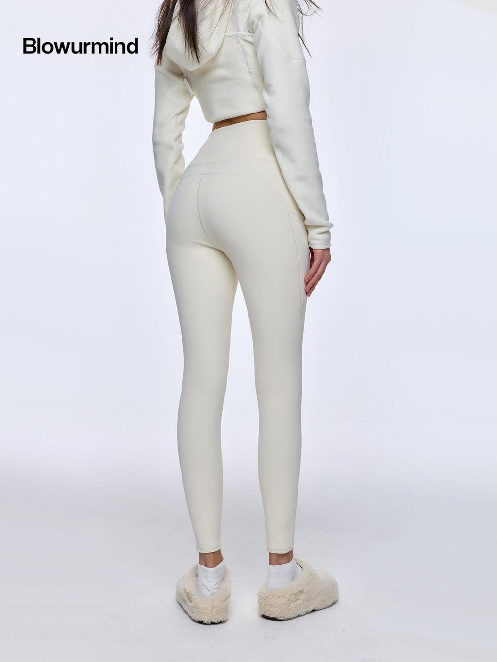BUM STUDIO Fleece Lined Seamless High Waist Tummy Control Women's Nylon Spandex Yoga Pants