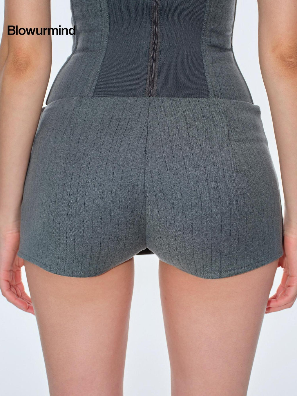 BUM STUDIO Gray Asymmetrical Aline Side Slit Composite Women's Polyester Blend Skorts