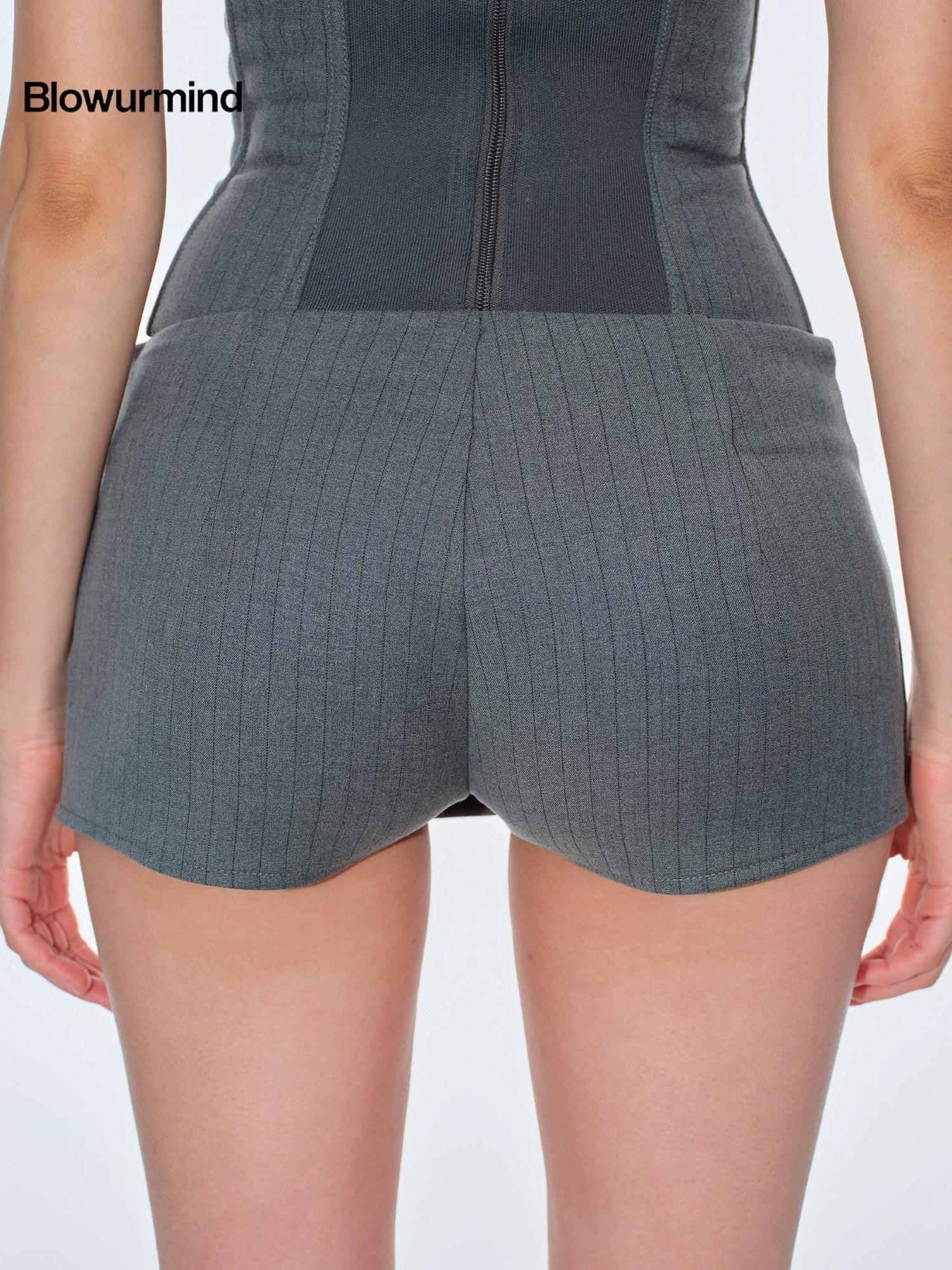 BUM STUDIO Gray Asymmetrical Aline Side Slit Composite Women's Polyester Blend Skorts