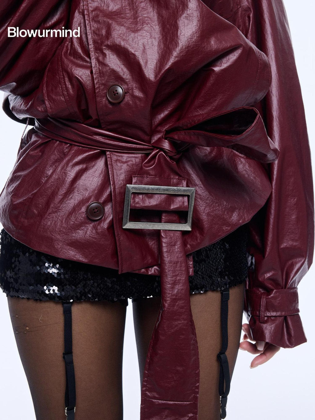 BUM STUDIO High Density Crystal Sequin Strap Low Waist Bodycon Women's Polyester Hot Pants