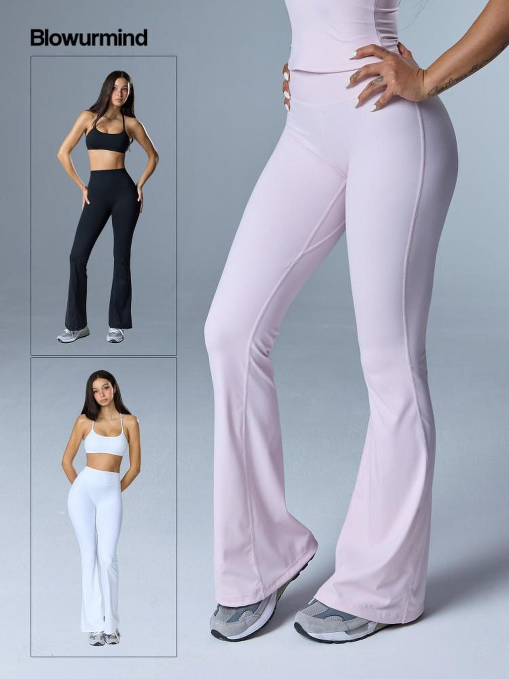 BUM STUDIO High Waist Sculpting Butt Lift Breathable Women's Nylon Spandex Flare Pants