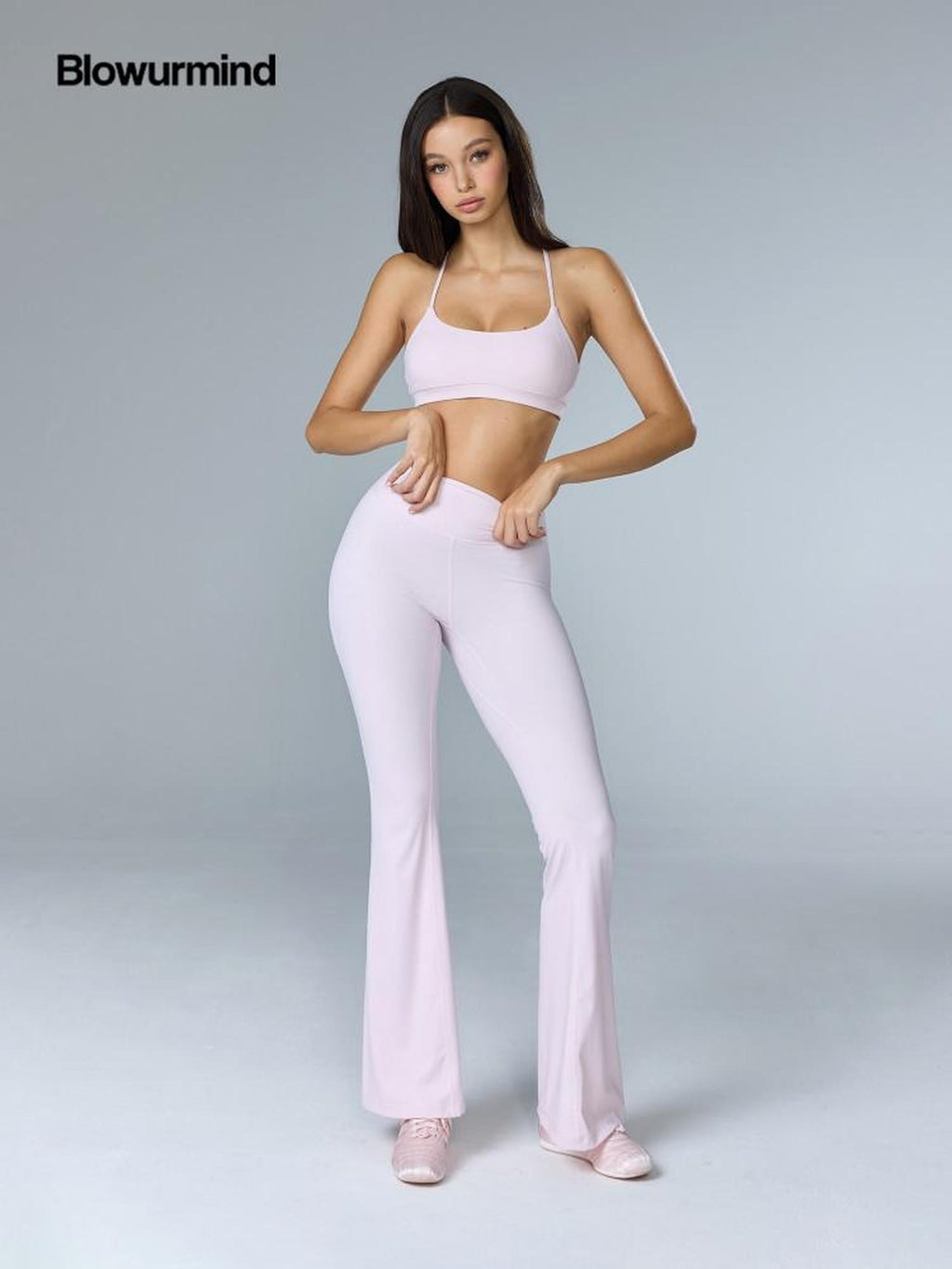 BUM STUDIO High Waist Sculpting Butt Lift Breathable Women's Nylon Spandex Flare Pants