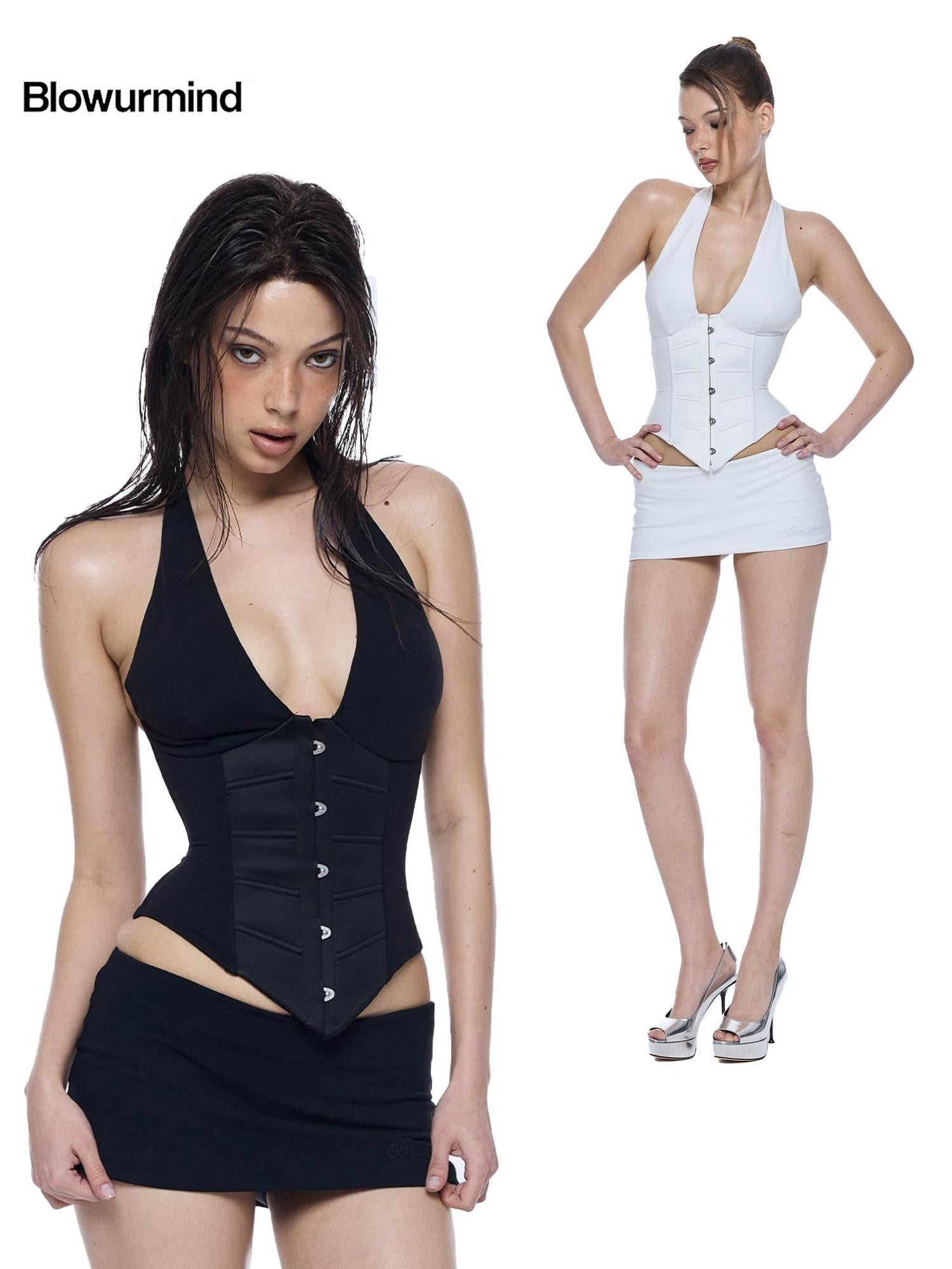 BUM STUDIO Hourglass Boned Padded Double Layer Mini Skirt Women's Nylon Hot Pants