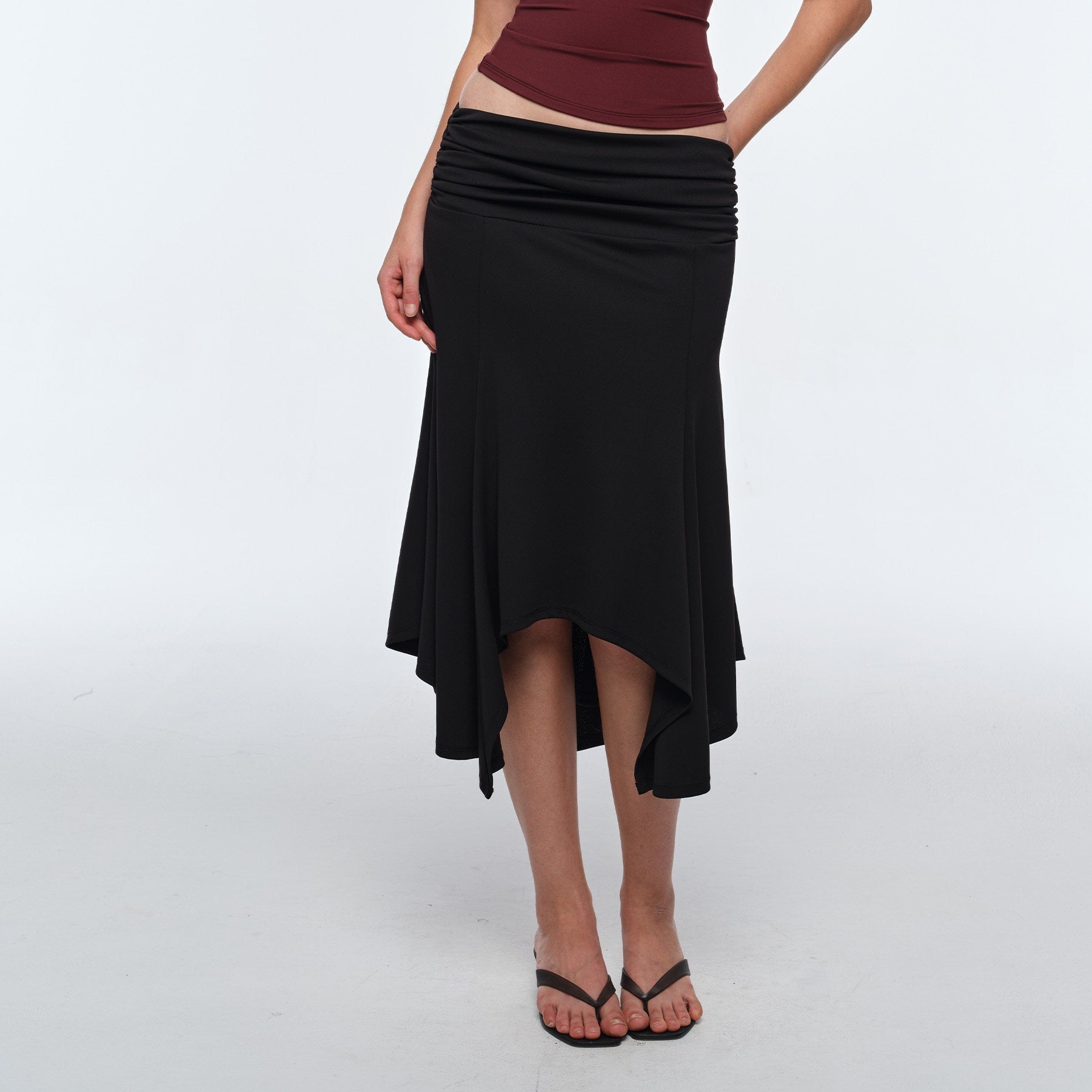 BUM_STUDIO_Ivory_Pleated_Asymmetrical_Draped_Slimming_Women's_Polyester_Mermaid_Skirts_1053415711987_MISSTT