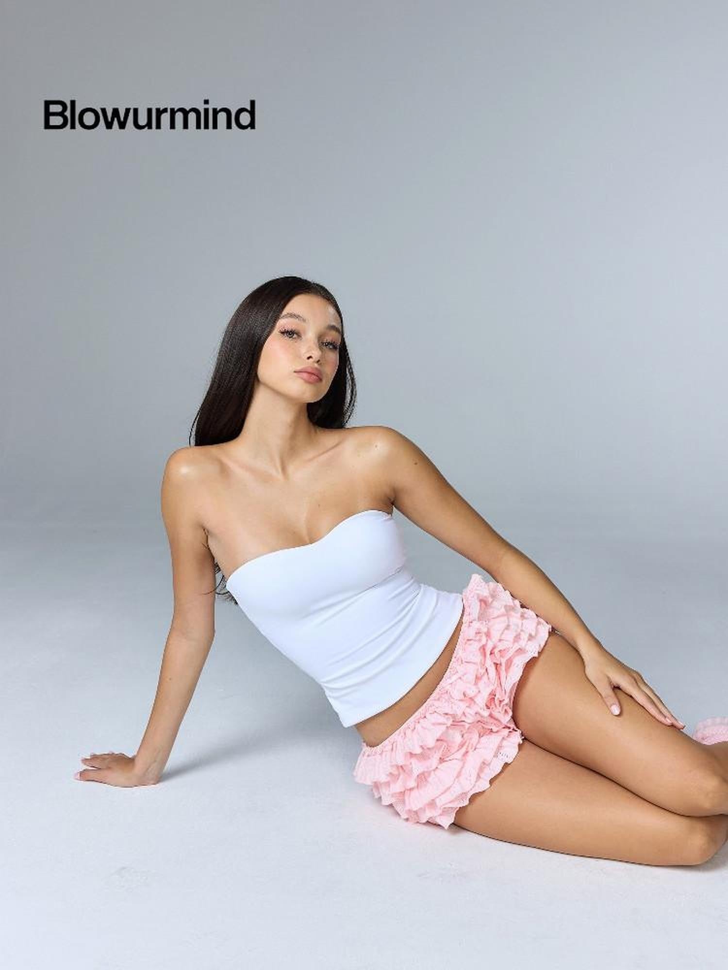 BUM STUDIO Knit Layered Ballet Cake Lace Pleated Low Waist Women's Cotton Blend Hot Pants