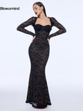 BUM STUDIO Lace Mermaid Waist Shaping Women's Nylon Bodycon Maxi Dresses