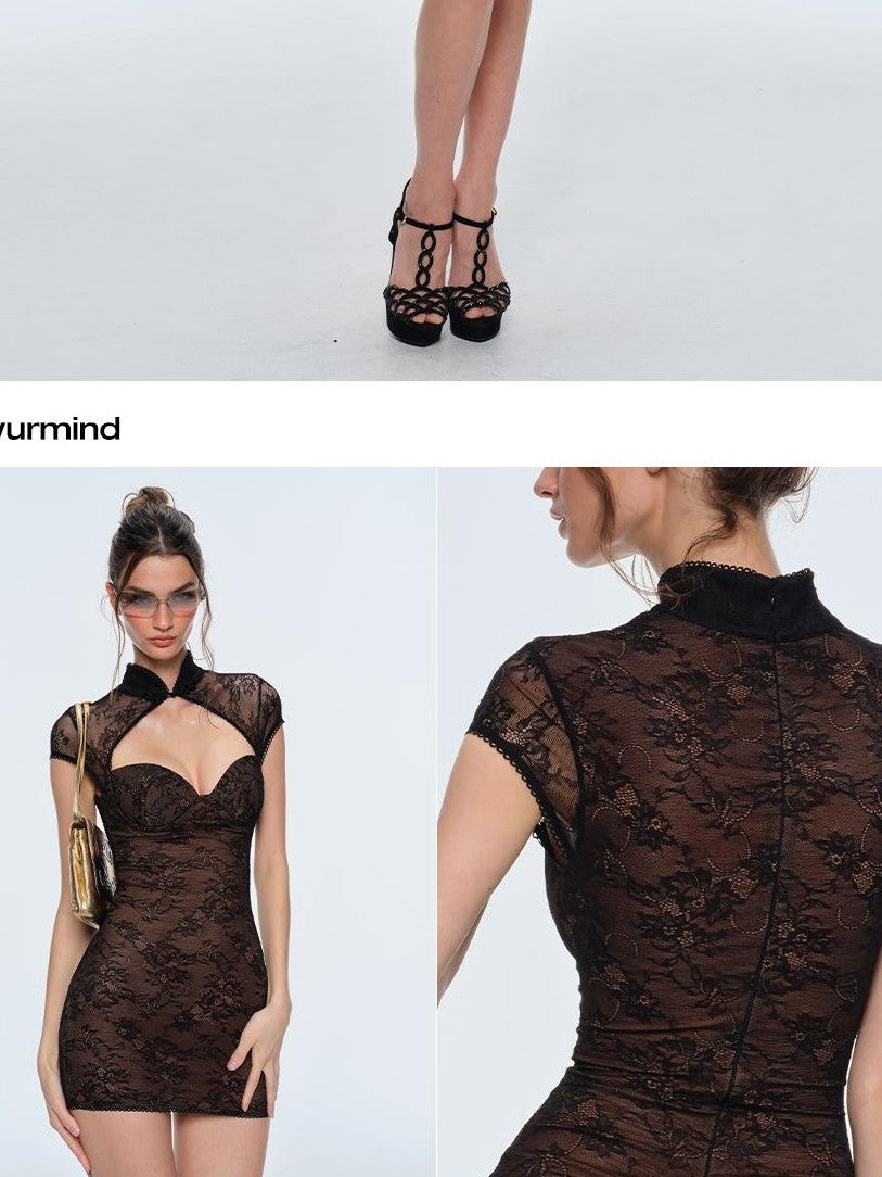 BUM STUDIO Lace New Chinese Waist Cinched Women's Slim Fit Cheongsam Dresses