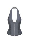 BUM_STUDIO_Layered_Gray_Shaping_Padded_Boned_Halter_Zipper_Women's_Corset_Camisoles_941233925468_MISSTT