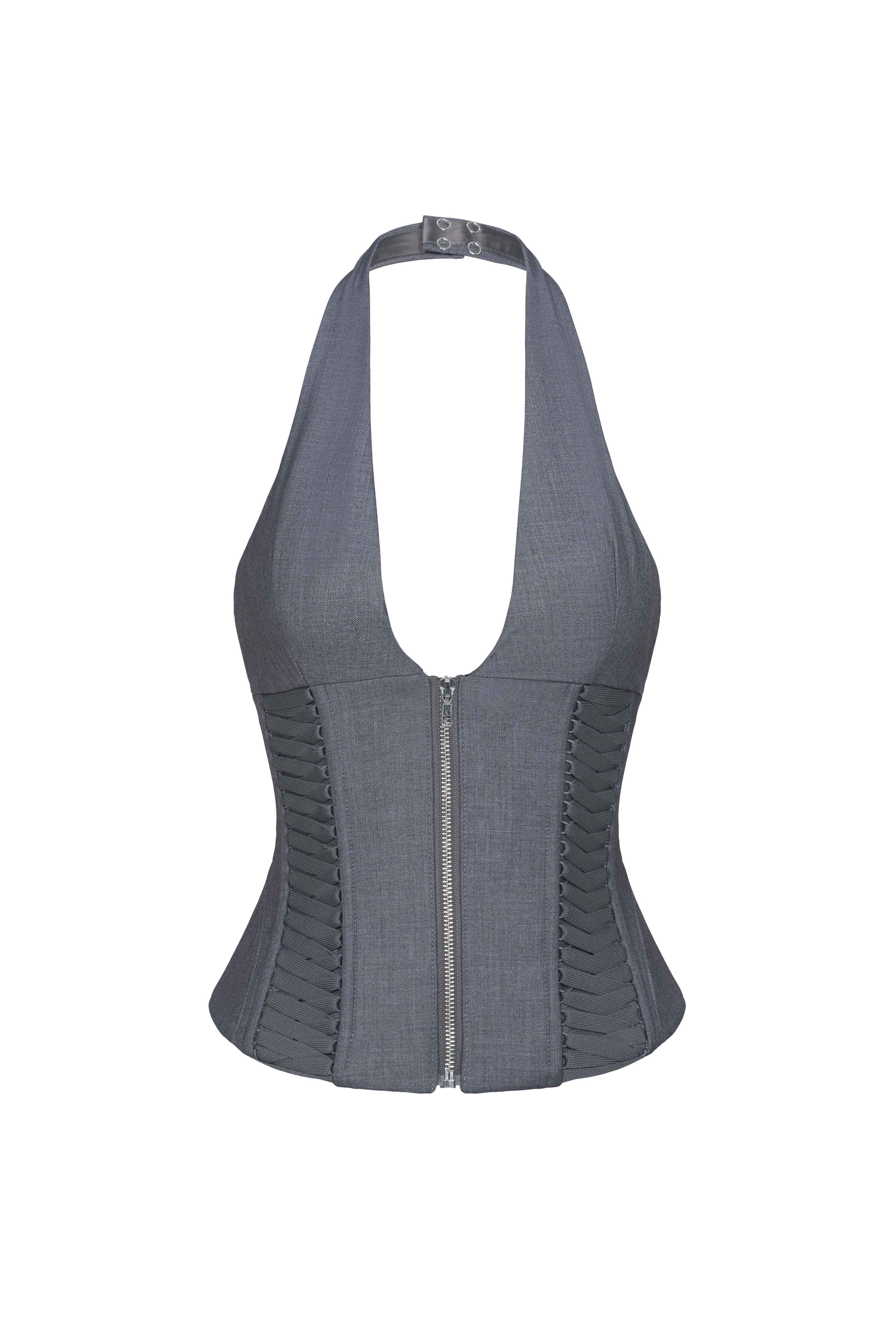BUM_STUDIO_Layered_Gray_Shaping_Padded_Boned_Halter_Zipper_Women's_Corset_Camisoles_941233925468_MISSTT