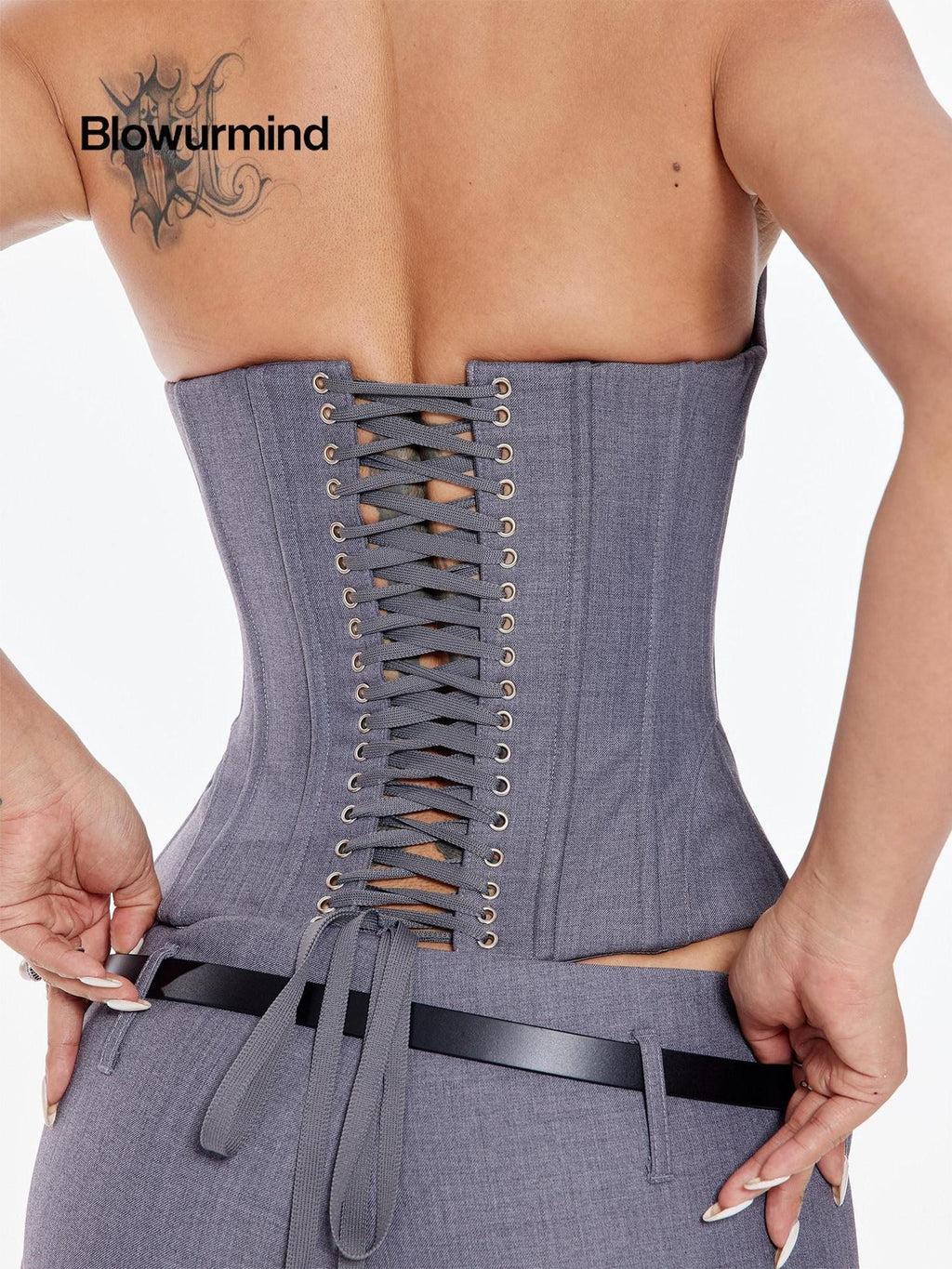 BUM STUDIO Layered Gray Shaping Padded Boned Halter Zipper Women's Corset Camisoles