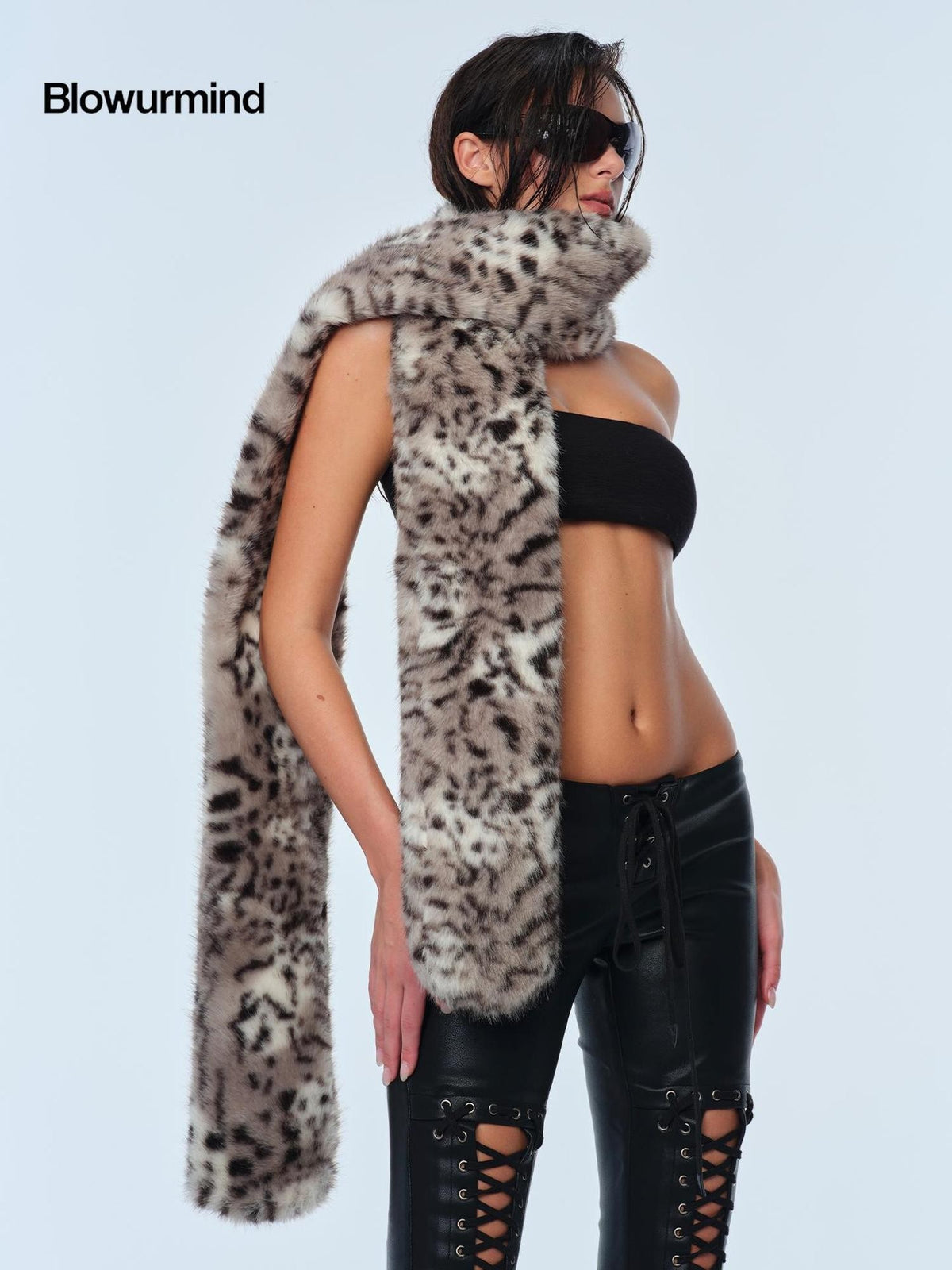 BUM STUDIO Leopard Print Long Polyester Women's Scarves & Shawls