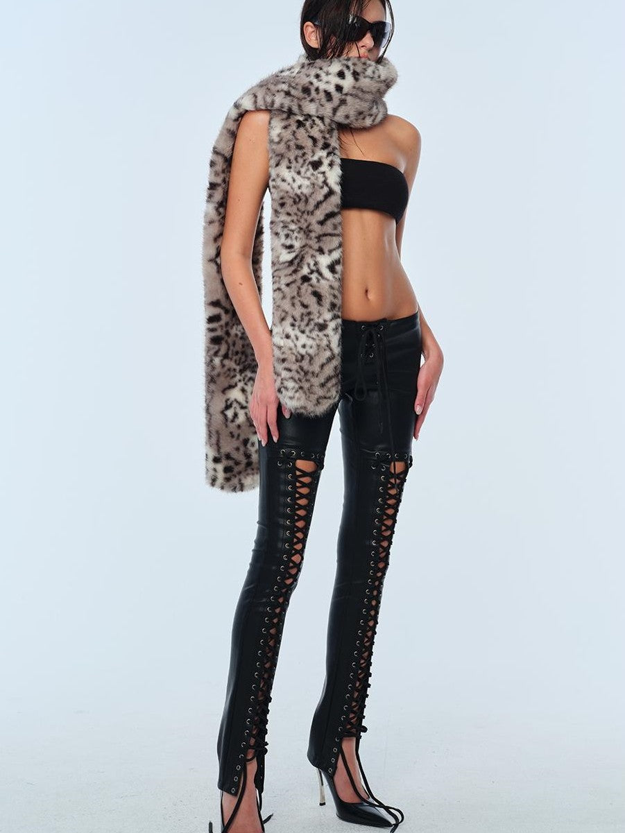 BUM STUDIO Leopard Print Long Polyester Women's Scarves & Shawls
