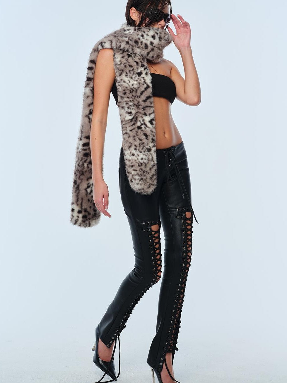 BUM STUDIO Leopard Print Long Polyester Women's Scarves & Shawls