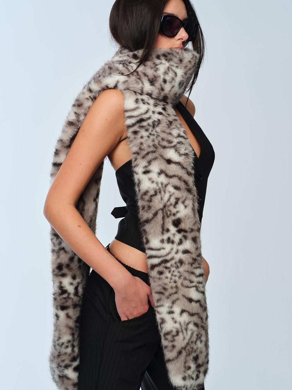 BUM STUDIO Leopard Print Long Polyester Women's Scarves & Shawls