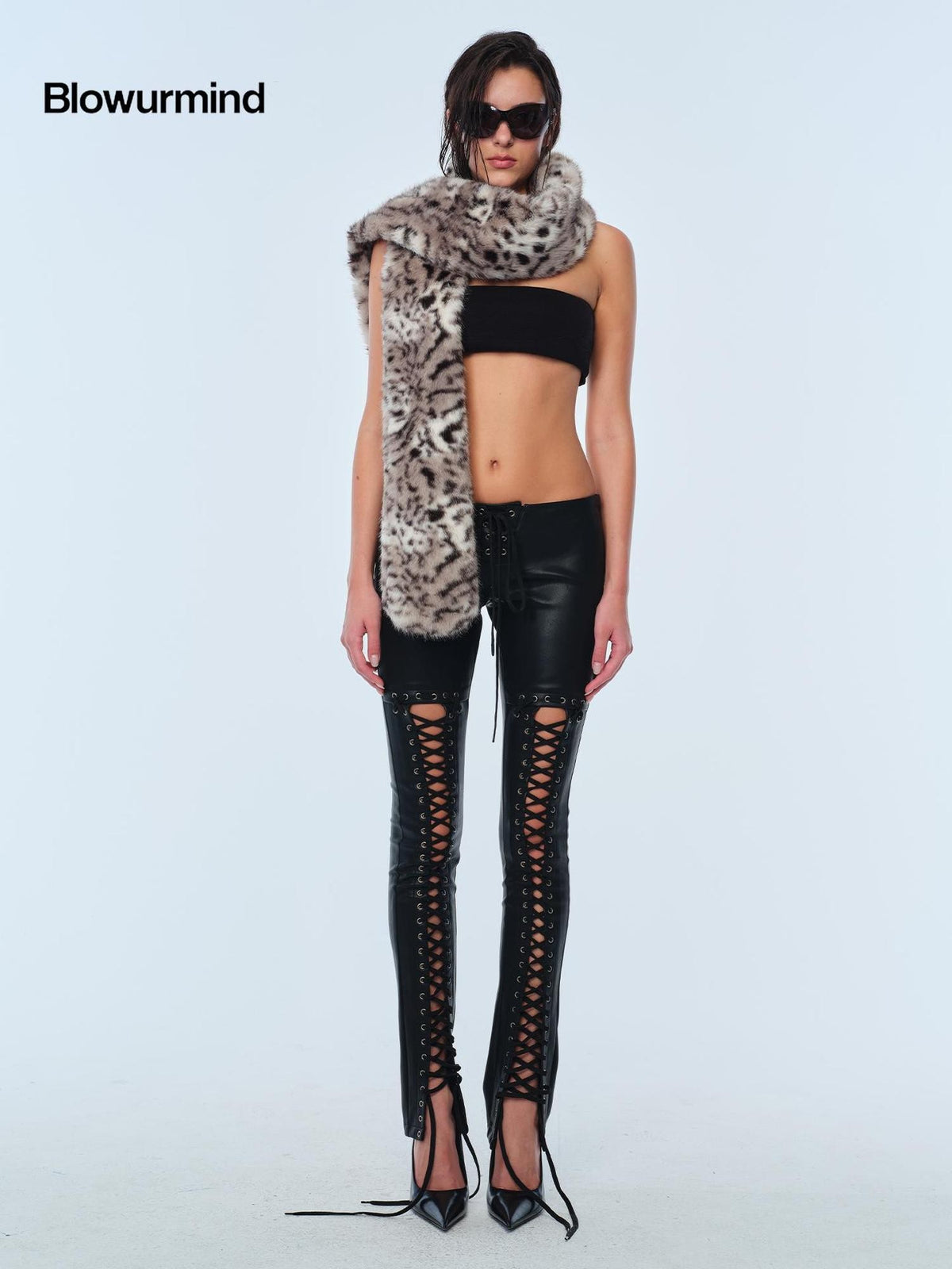 BUM STUDIO Leopard Print Long Polyester Women's Scarves & Shawls