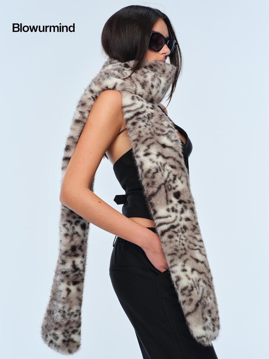 BUM STUDIO Leopard Print Long Polyester Women's Scarves & Shawls