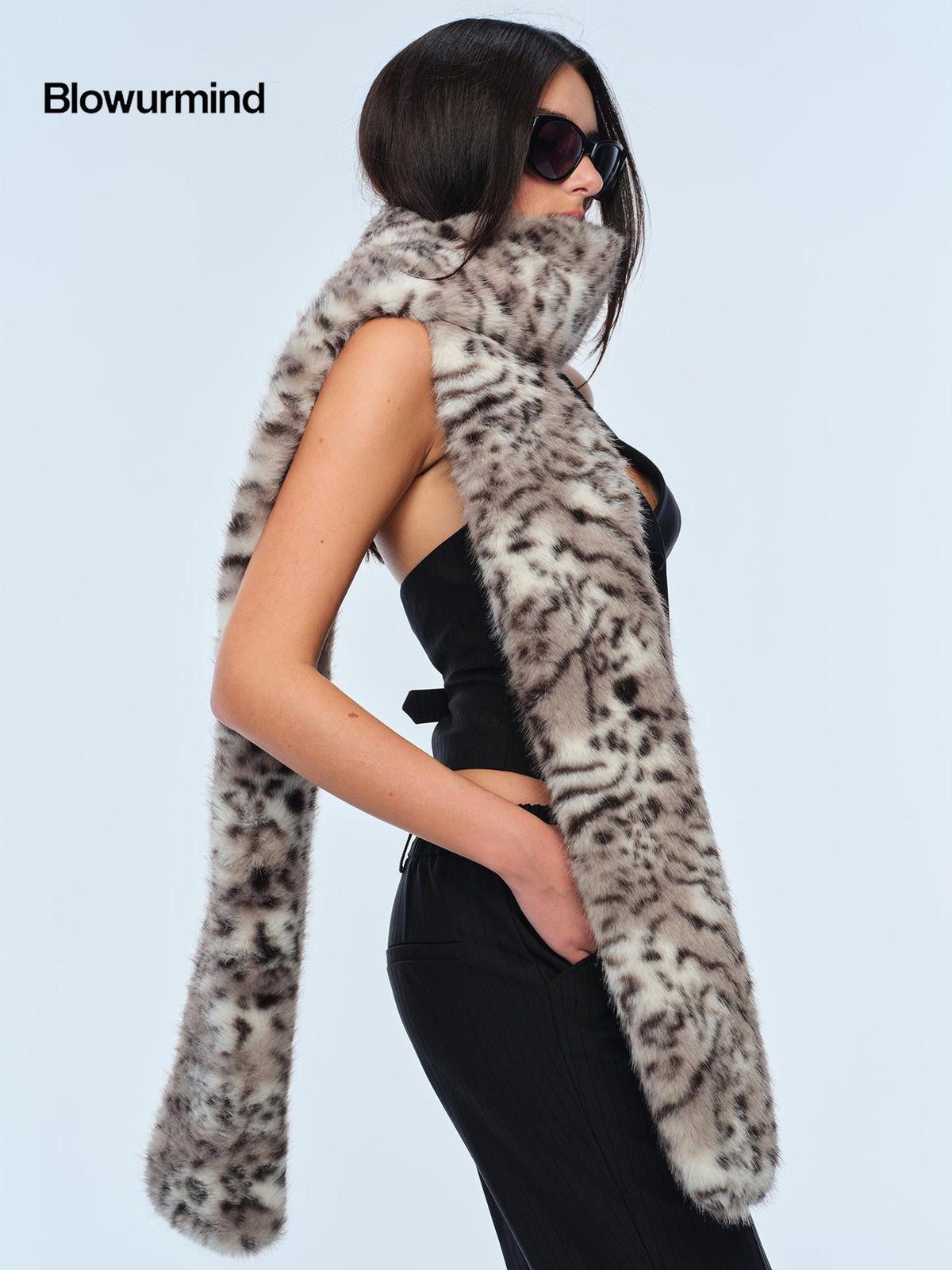 BUM STUDIO Leopard Print Long Polyester Women's Scarves & Shawls