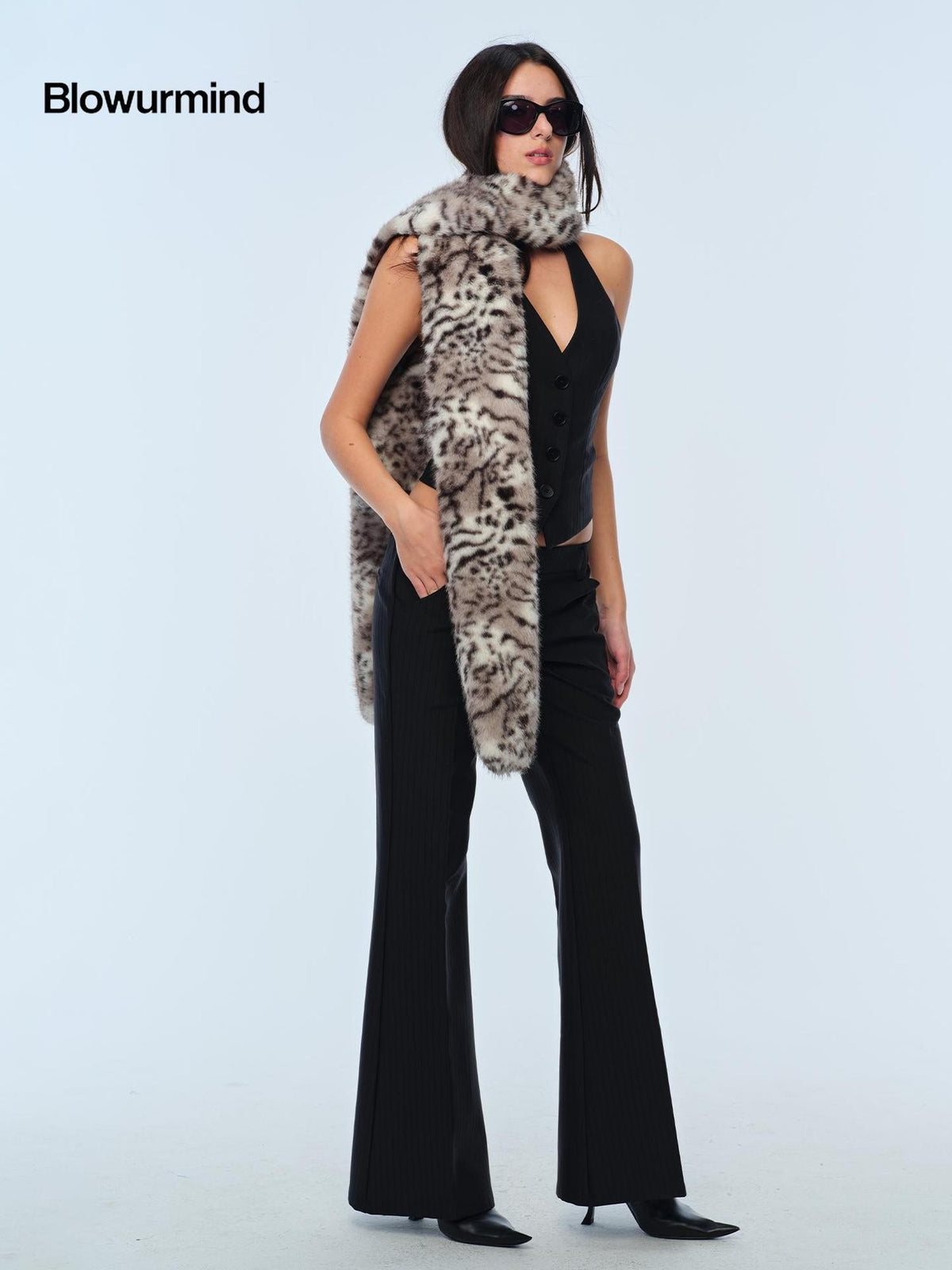 BUM STUDIO Leopard Print Long Polyester Women's Scarves & Shawls