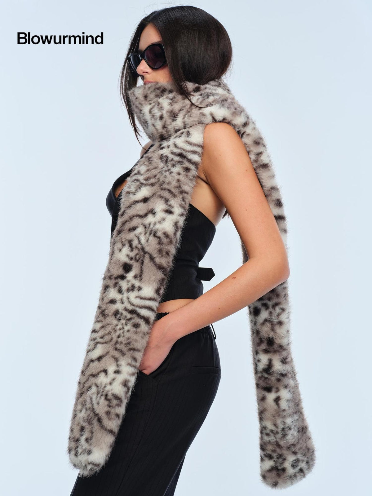 BUM STUDIO Leopard Print Long Polyester Women's Scarves & Shawls