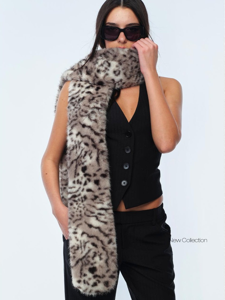 BUM STUDIO Leopard Print Long Polyester Women's Scarves & Shawls