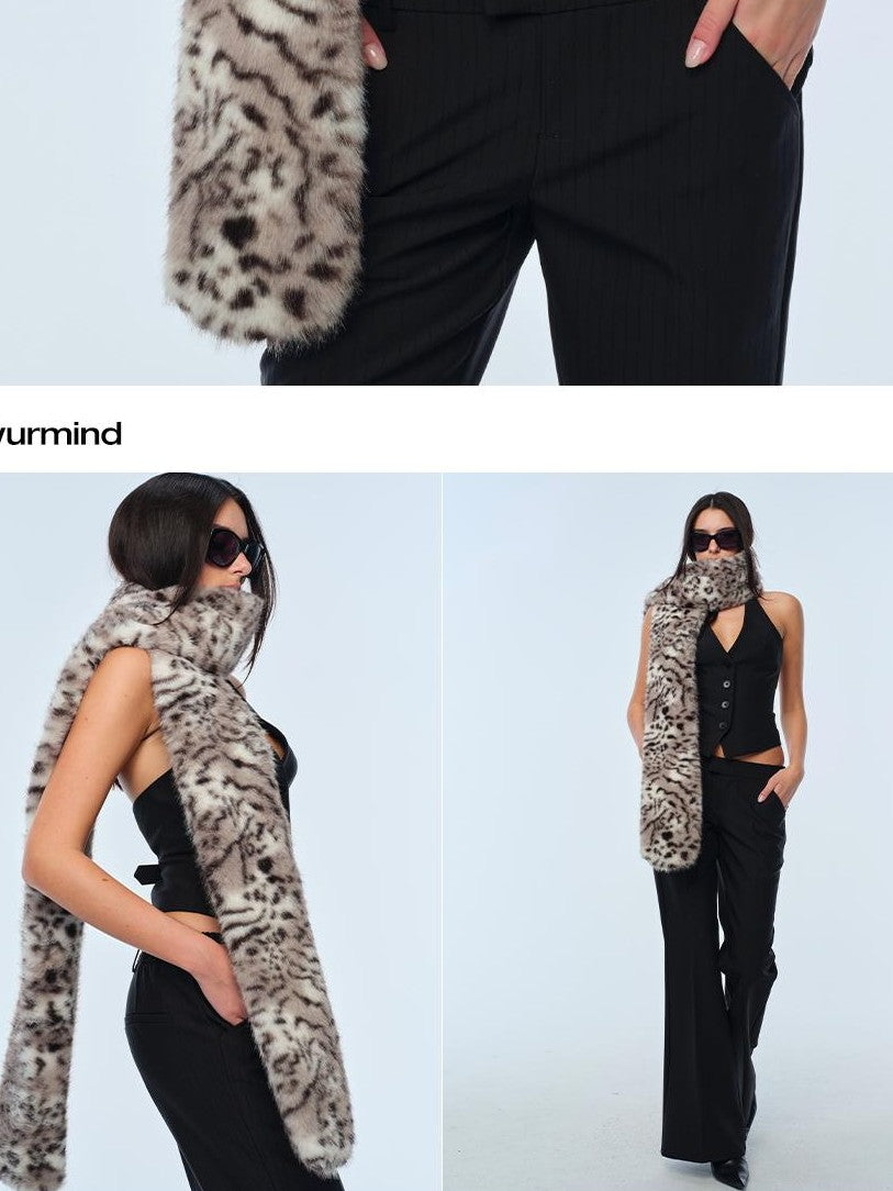 BUM STUDIO Leopard Print Long Polyester Women's Scarves & Shawls