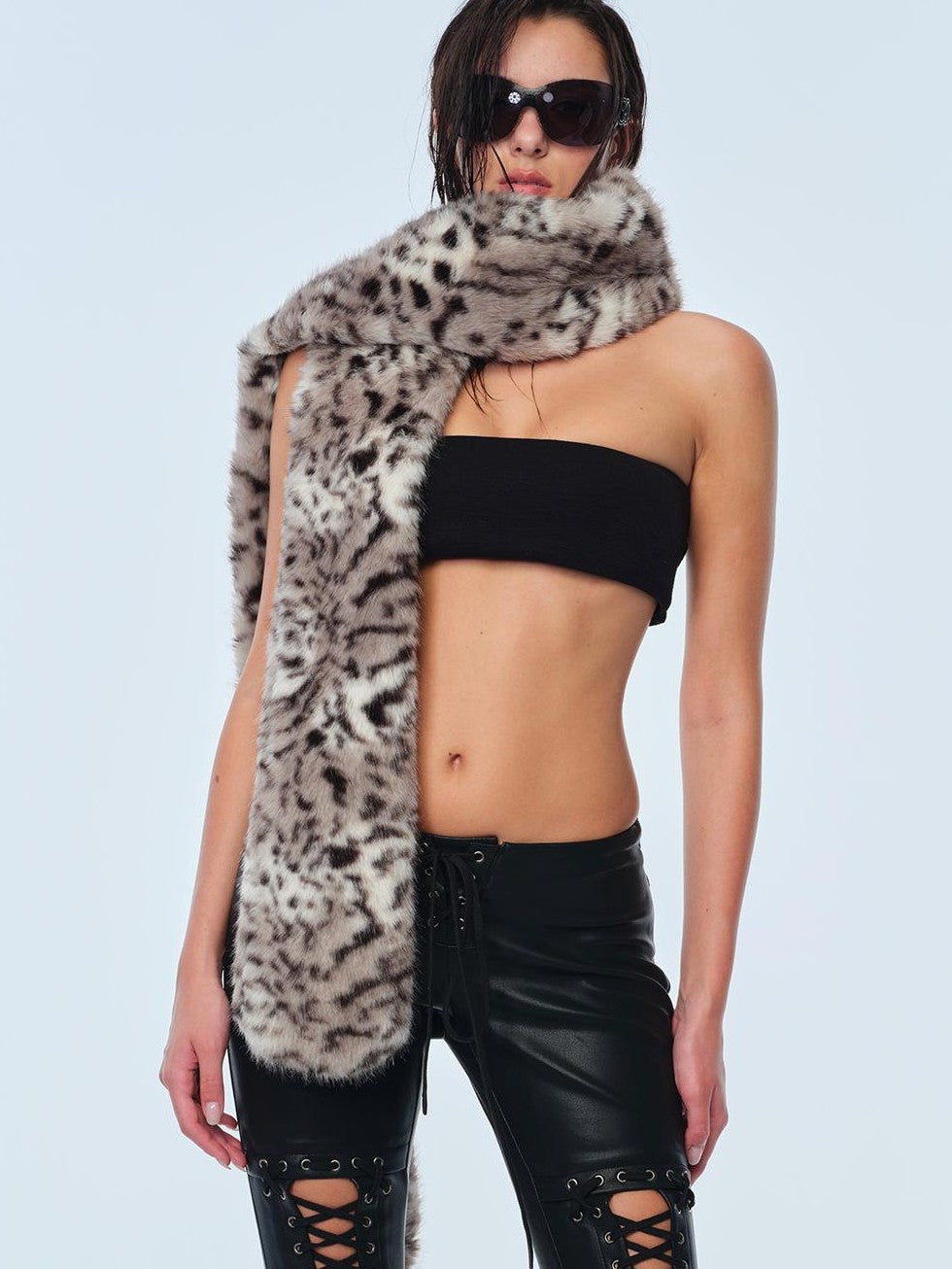 BUM STUDIO Leopard Print Long Polyester Women's Scarves & Shawls